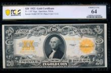 1922 $20 Gold Certificate PCGS 64