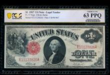 1917 $1 Legal Tender Note PCGS 63PPQ