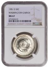 1951-S George Washington Carver Commemorative Half Dollar NGC MS67
