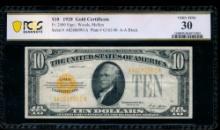 1928 $10 Gold Certificate PCGS 30