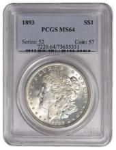 1893 $1 Morgan Silver Dollar Coin PCGS MS64