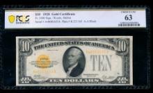 1928 $10 Gold Certificate PCGS 63
