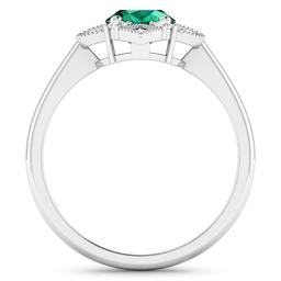 14KT White Gold 1ctw Zambian Emerald and Diamond Ring