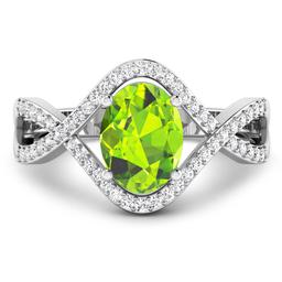 14KT White Gold 1.05ctw Peridot and Diamond Ring