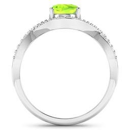 14KT White Gold 1.05ctw Peridot and Diamond Ring