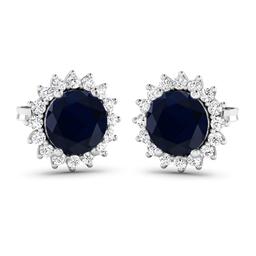 14KT White Gold 2.2ctw Blue Sapphire and Diamond Earrings