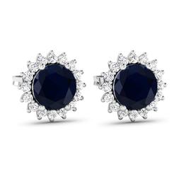 14KT White Gold 2.2ctw Blue Sapphire and Diamond Earrings