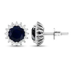 14KT White Gold 2.2ctw Blue Sapphire and Diamond Earrings