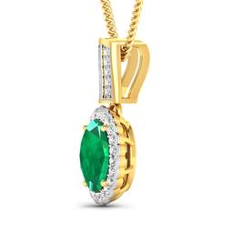 14KT Yellow Gold 1.65ctw Zambian Emerald and Diamond Pendant