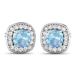 14KT White Gold 1.5ctw Aquamarine and Diamond Earrings