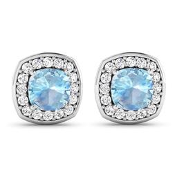 14KT White Gold 1.5ctw Aquamarine and Diamond Earrings