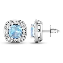 14KT White Gold 1.5ctw Aquamarine and Diamond Earrings