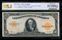 1922 $10 Gold Certificate PCGS 53PPQ