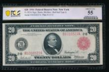 1914 $20 Red Seal New York FRN PCGS 55