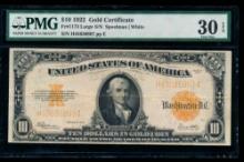 1922 $10 Gold Certificate PMG 30EPQ