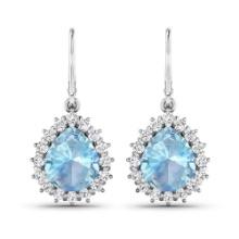 14KT White Gold 2.5ctw Aquamarine and Diamond Earrings