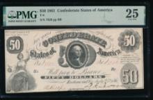 1861 $50 T-8 Confederate PMG 25