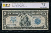 1899 $5 Chief Silver Certificate PCGS 20