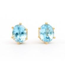 Plated 18KT Yellow Gold 5.50ctw Blue Topaz Earrings