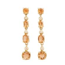 Plated 18KT Yellow Gold and Sterling Silver 5.40ctw Citrine Earrings