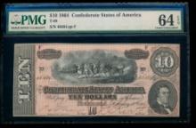 1864 $10 T-68 Confederate PMG 64EPQ