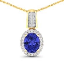 14KT Yellow Gold 1.6ctw Tanzanite and Diamond Pendant