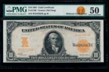 1907 $10 Gold Certificate PMG 50