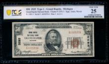 1929 $50 Grand Rapids MI National PCGS 25