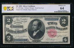 1891 $2 Silver Certificate PCGS 64