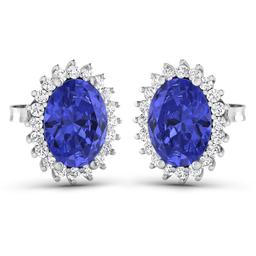 14KT White Gold 2.18ctw Tanzanite and Diamond Earrings