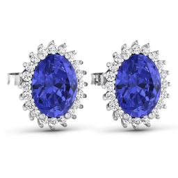 14KT White Gold 2.18ctw Tanzanite and Diamond Earrings