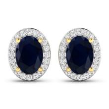 14KT Yellow Gold 1.5ctw Blue Sapphire and Diamond Earrings