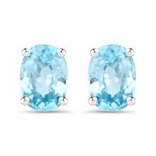 Plated Rhodium 2.40ctw Blue Zircon Earrings