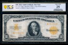 1922 $10 STAR Gold Certificate PCGS 25