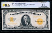 1922 $10 Gold Certificate PCGS 64
