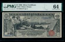1896 $1 Educational Silver Certificate PMG 64