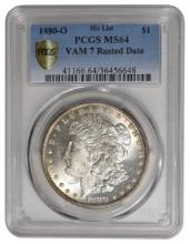 1880-O $1 Roll End TONING Morgan Silver Dollar PCGS MS64