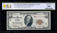 1929 $10 St Louis FRBN PCGS 64