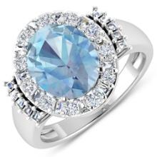 14KT White Gold 2.9ct Aquamarine and Diamond Ring
