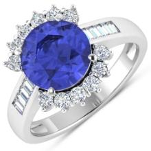 14KT White Gold 2.57ct Tanzanite and Diamond Ring