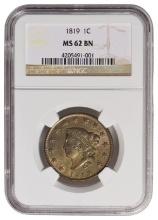 1819 Coronet Large Cent NGC MS62BN
