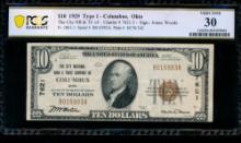1929 $20 Columbus Ohio National PCGS 30