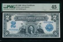 1899 $2 Mini Porthole Silver Certificate PMG 45