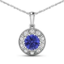 14KT White Gold 2.02ctw Tanzanite and Diamond Pendant