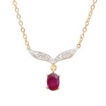 Plated 18KT Yellow Gold 1.00ct Ruby and Diamond Pendant with Chain