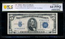 1934A $5 Silver Certificate PCGS 64PPQ