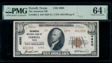 1929 $10 Terrell TX National PMG 64EPQ