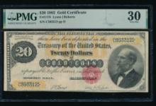 1882 $20 Gold Certificate PMG 30