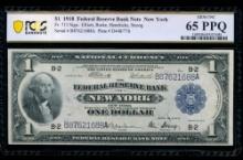 1918 $1 New York FRBN PCGS 65PPQ