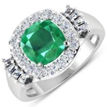 14KT White Gold 2.07ct Zambian Emerald and Diamond Ring